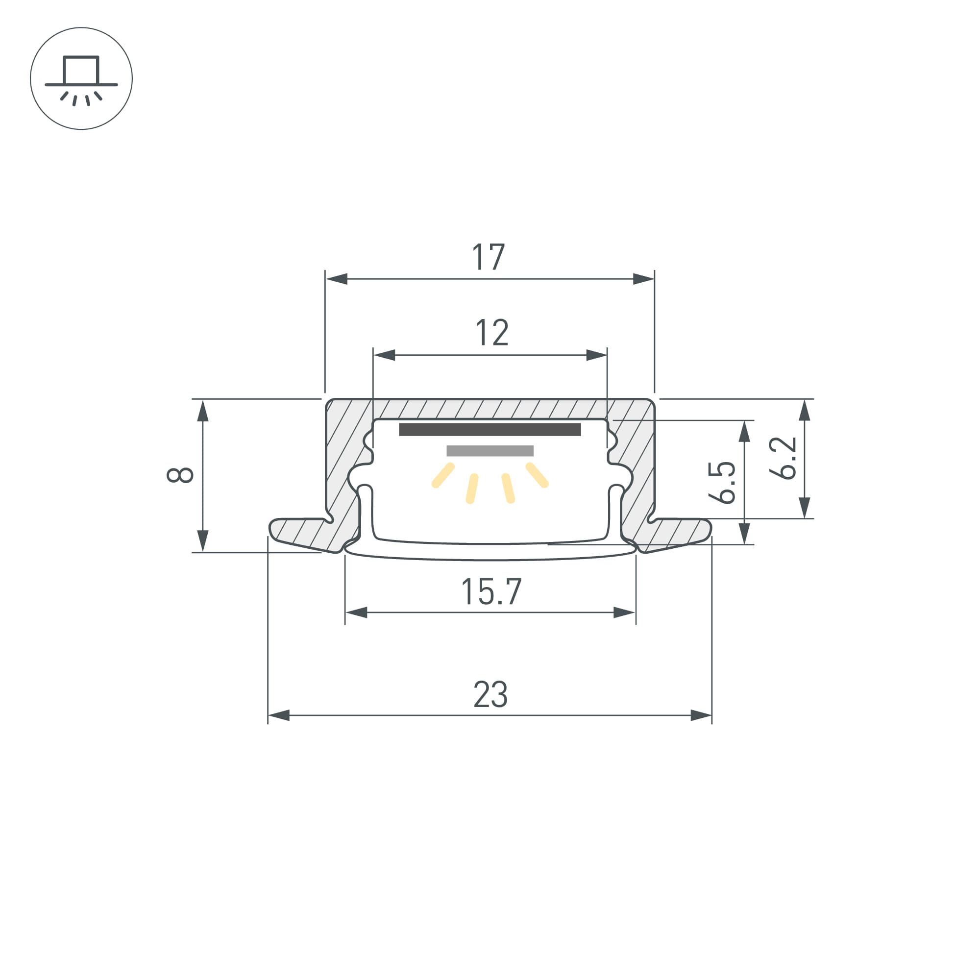 Профиль LINE-2308-F-2000 ANOD GOLD (Arlight, Алюминий) 039989 — фото 3