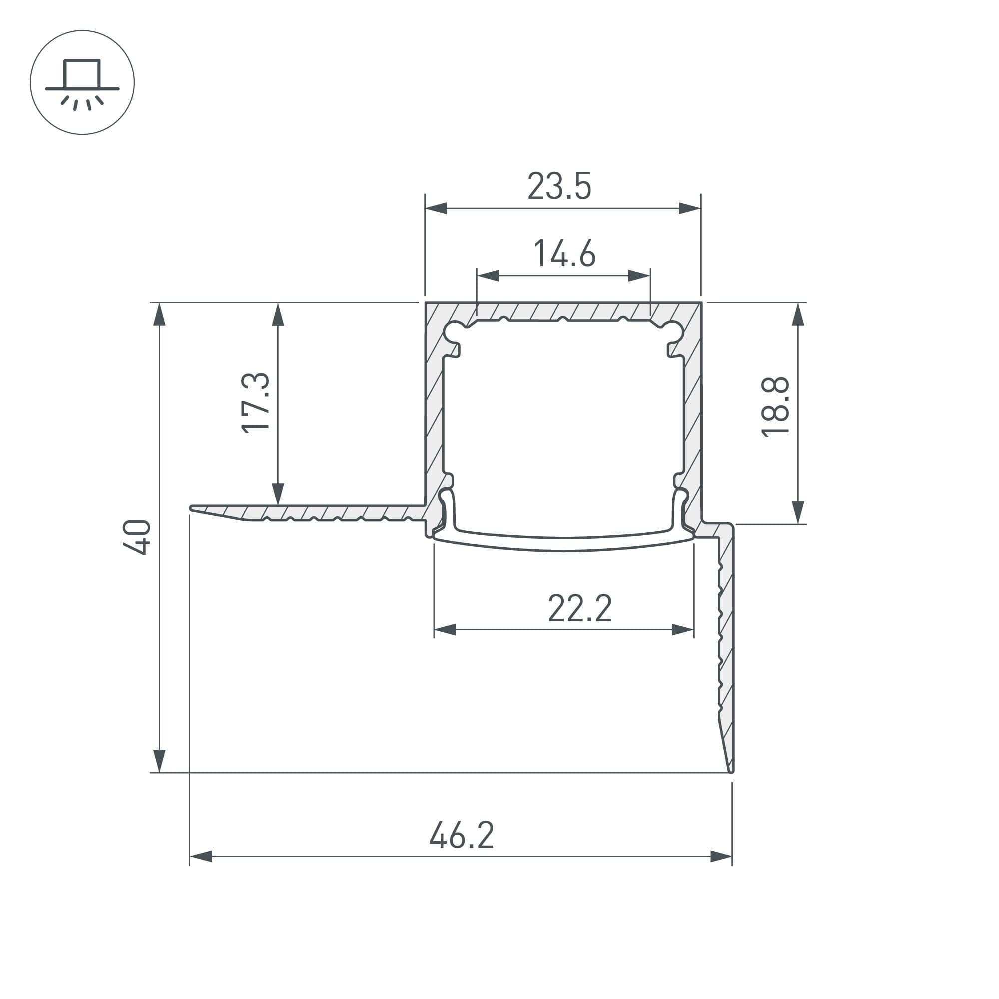 Профиль FANTOM-W20-H20-EDGE-2000 ANOD (Arlight, Алюминий) 054184 — фото 3