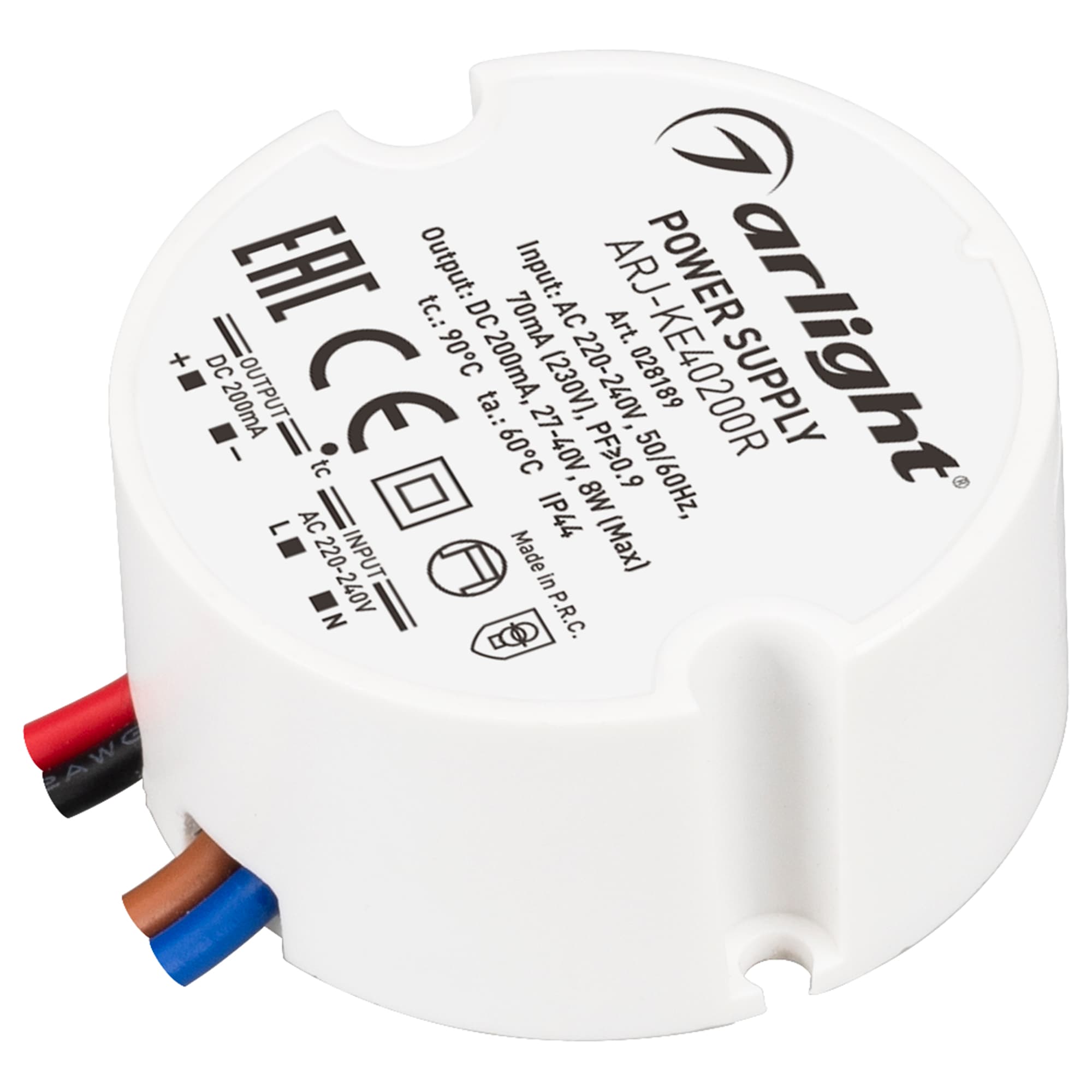 Блок питания ARJ-KE40200R (8W, 200mA, PFC) (Arlight, IP44 Пластик, 5 лет) 028189 Arlight — фото 1