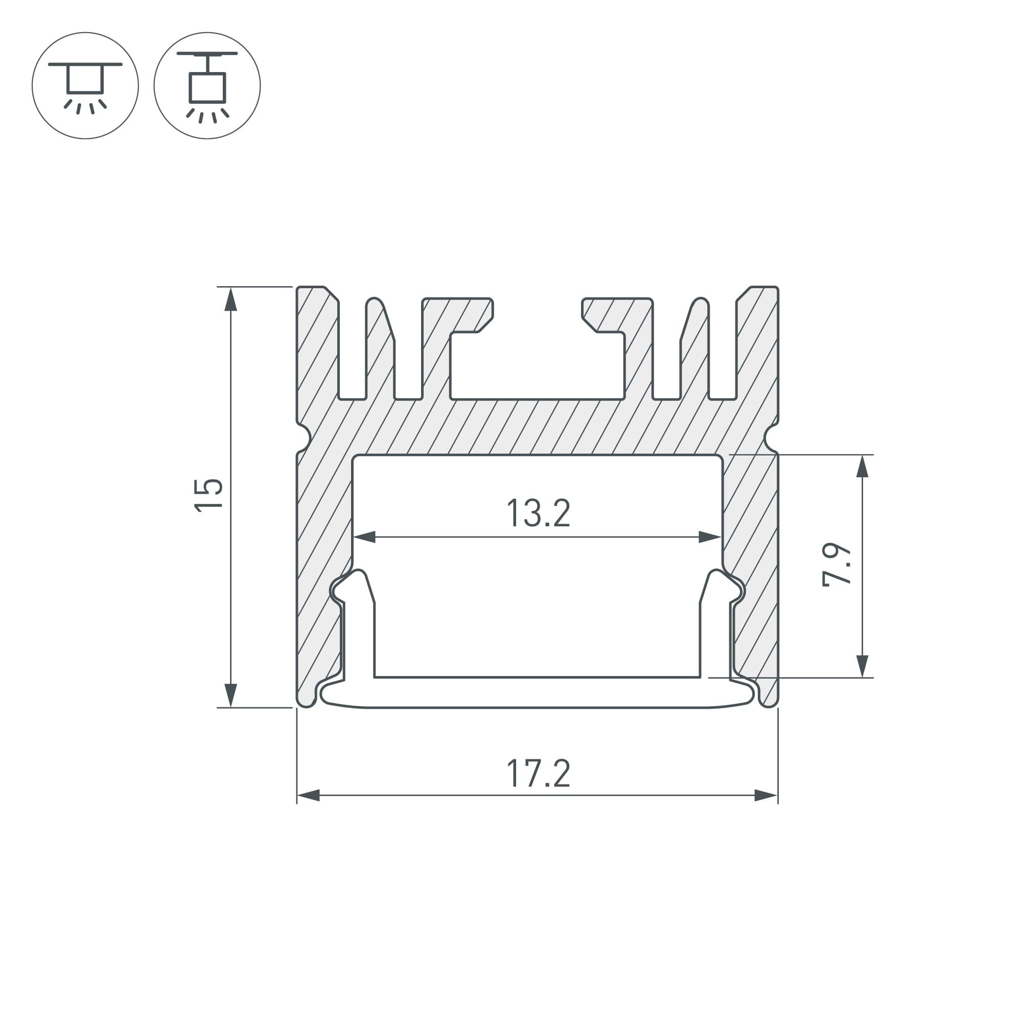 Профиль LINE-1716-2000 ANOD (Arlight, Алюминий) 046076 — фото 3