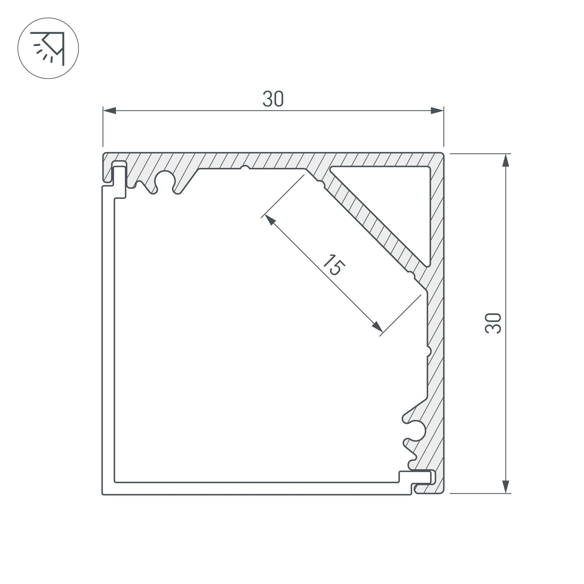 Профиль SL-KANT-H30-2000 ANOD (Arlight, Алюминий) 019333 — фото 4