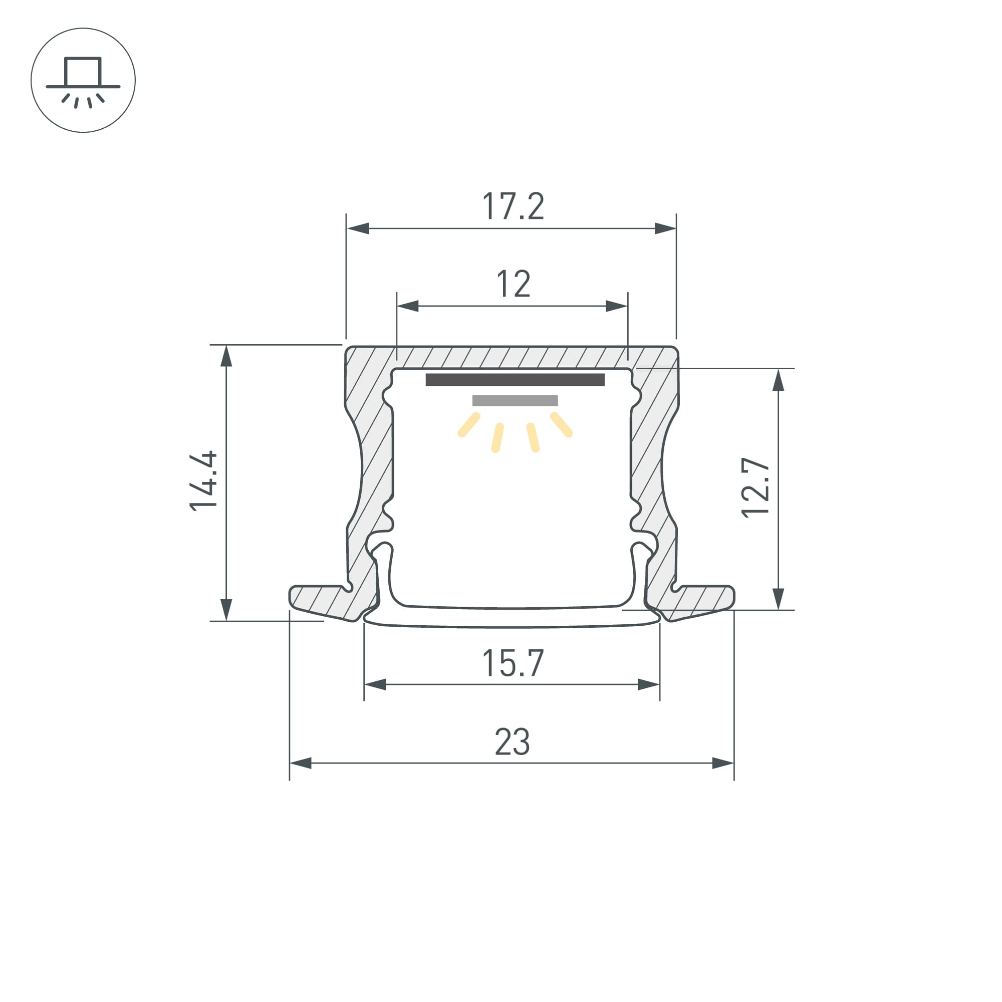 Профиль ARH-LINE-2315-F-2000 ANOD (Arlight, Алюминий) 036327 — фото 3