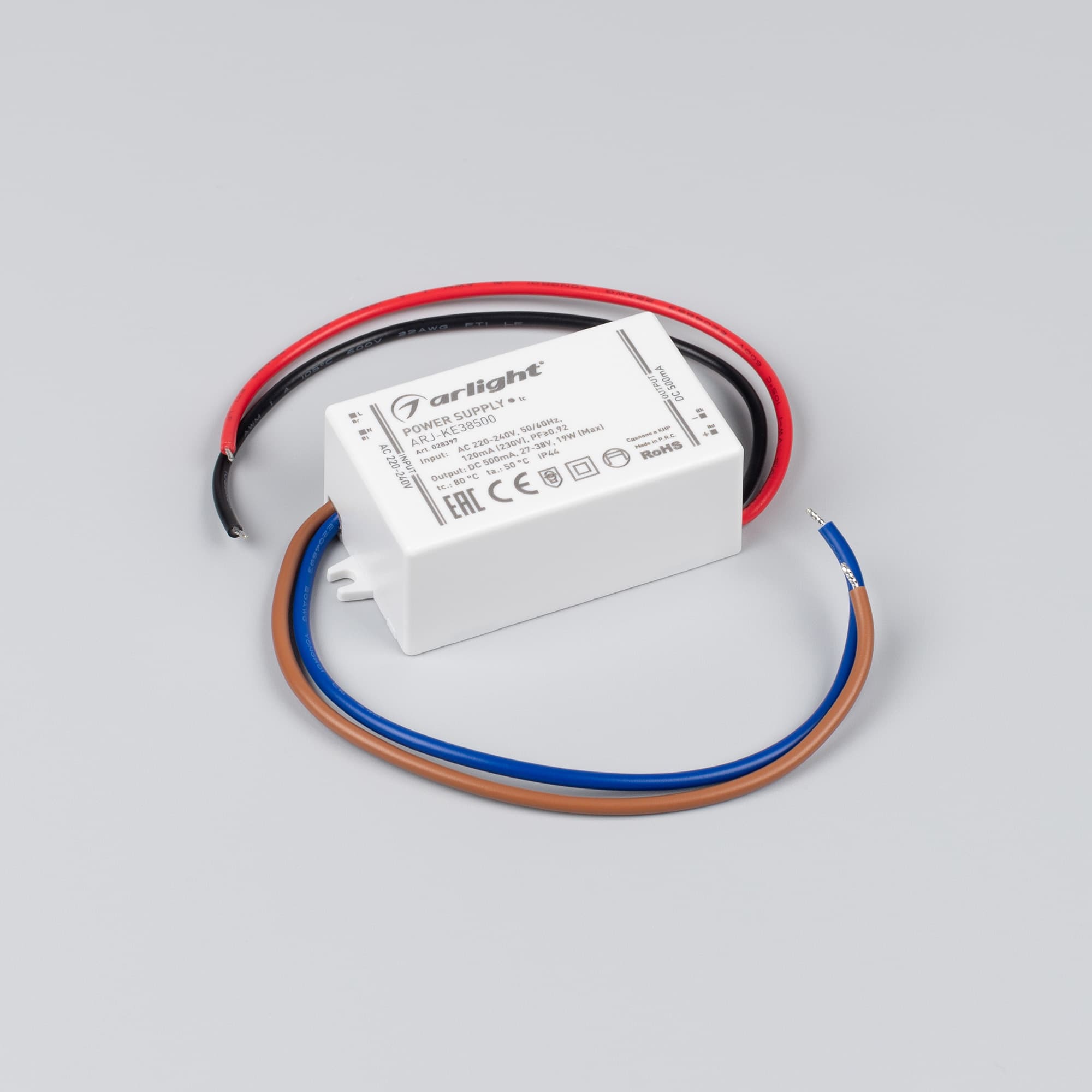 Блок питания ARJ-KE38500 (19W, 500mA, PFC) (Arlight, IP44 Пластик, 5 лет) 028397 Arlight — фото 2