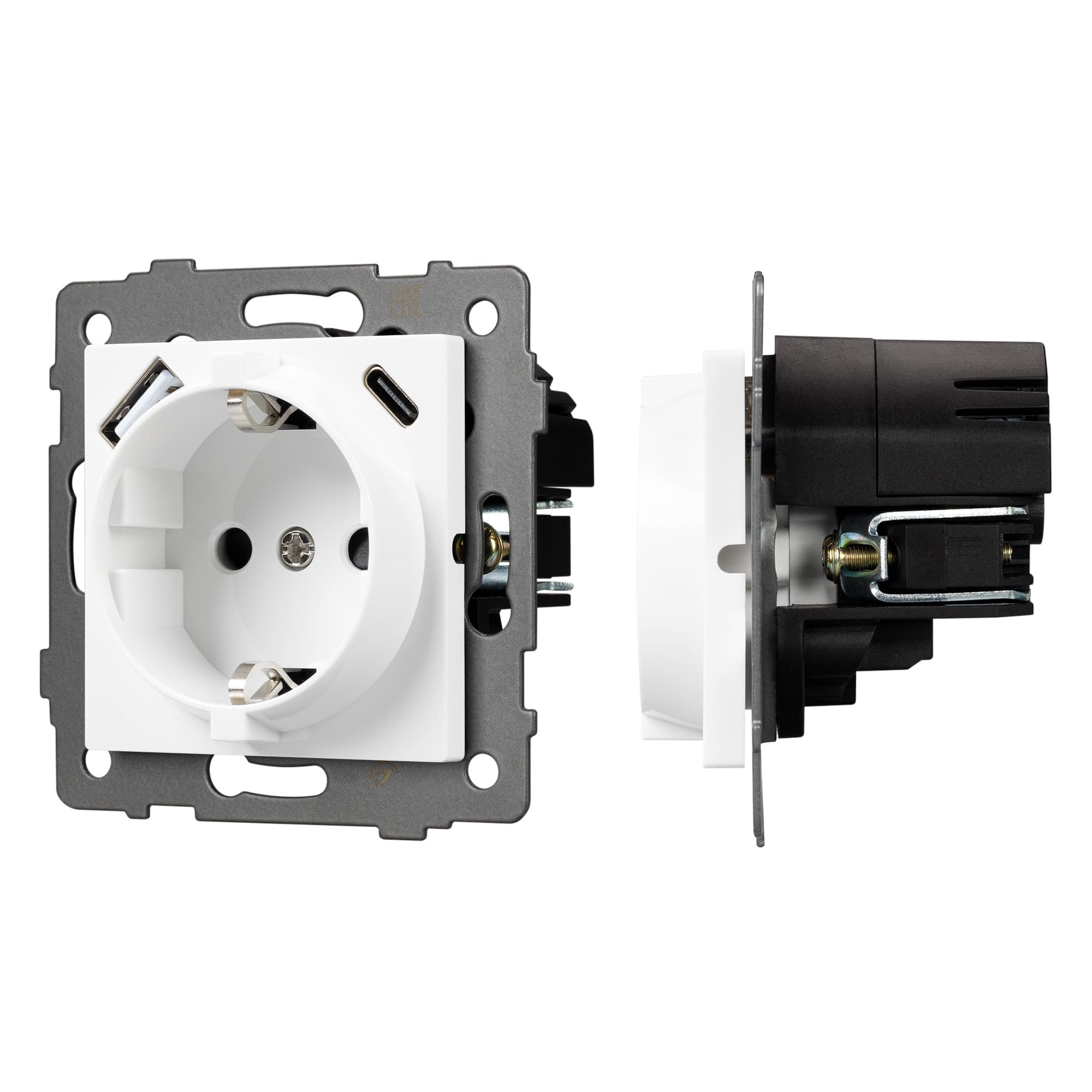 Механизм розетки с быстрой USB зарядкой SCT-MUAC-PL-WH-V (250V, 16A) (Arlight, -) 049822