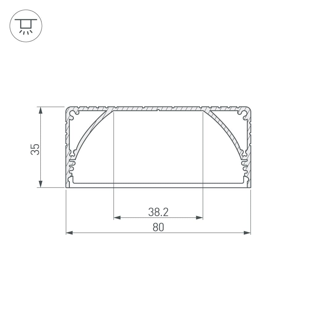 Профиль с экраном ALU-POWER-W80N-2000 ANOD+FROST (Arlight, Алюминий) 019097 Arlight — фото 3