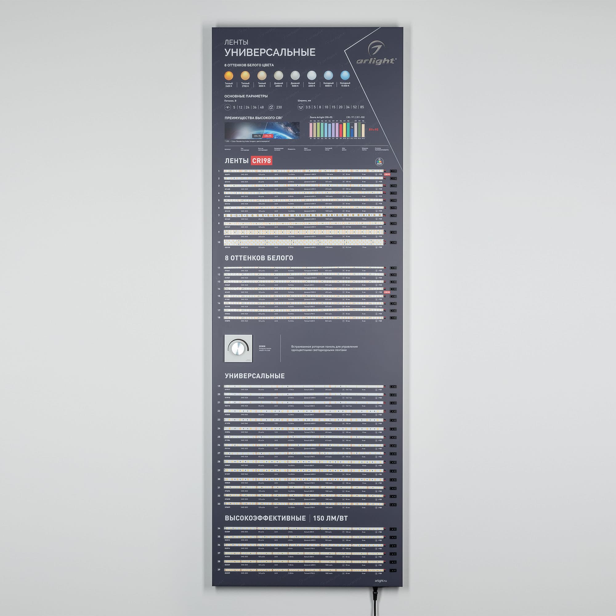 Стенд Ленты Универсальные RT-LUX-E1-1760x600mm (v.2, DB 3мм, пленка, подсветка) (Arlight, -) 000905(1)