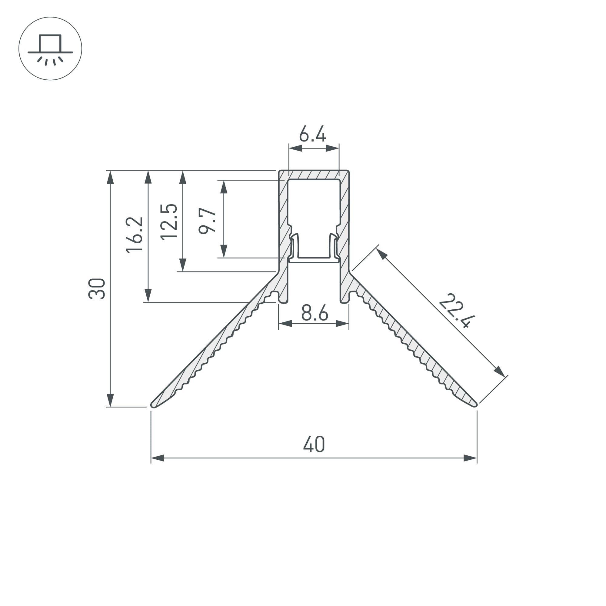 Профиль DECORE-S6-INT-COMFORT-2000 ANOD внутренний (Arlight, Алюминий) 043161 — фото 3