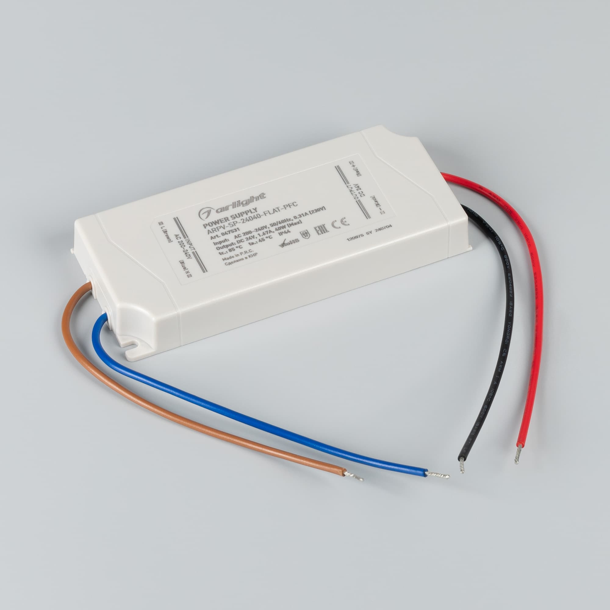 Блок питания ARPV-SP-24040-FLAT-PFC (24V, 1.67A, 40W) (Arlight, IP44 Пластик, 5 лет) 047531 Arlight — фото 2