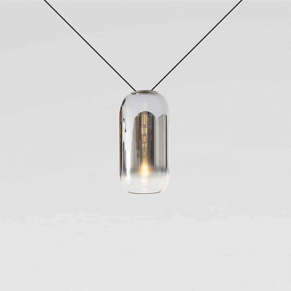 Подвесной светильник Artemide Funivia с вилкой, Gople рассеиватель, серебристый — фото 3