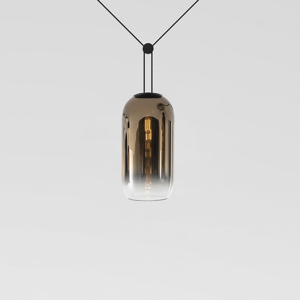 Подвесной светильник Artemide Funivia с вилкой, Gople рассеиватель, бронза — фото 4