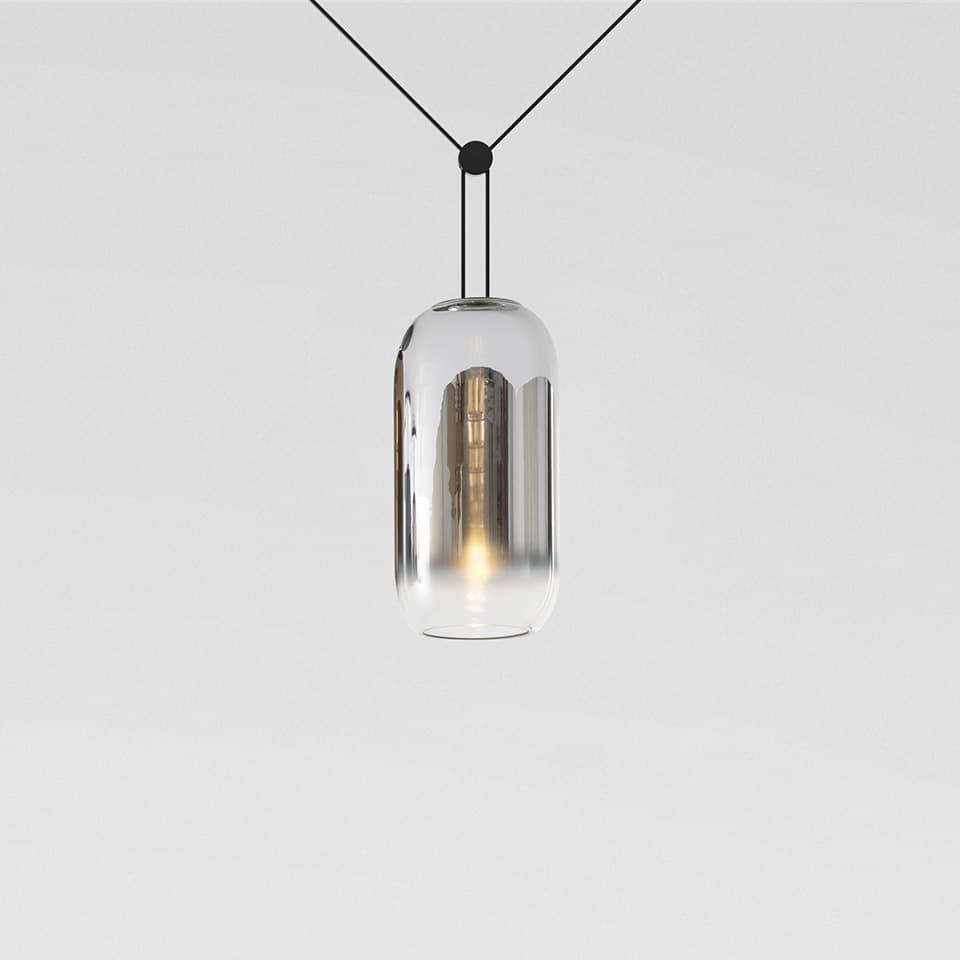 Подвесной светильник Artemide Funivia с вилкой, Gople рассеиватель, серебристый — фото 4