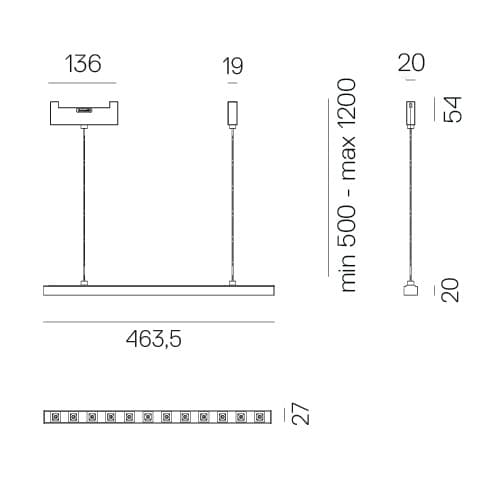 Подвесной светильник Artemide Sharping подвес модуль 12 LED, 463 мм, 62°, 4000K, белый, с кнопкой на плате — фото 4