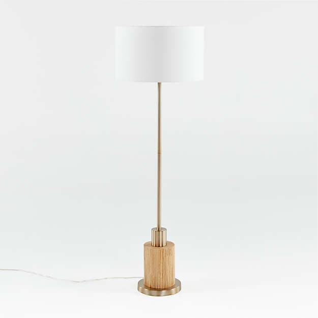 Торшер Crate and Barrel Bridaine Wood & Brass Floor Lamp — фото 2