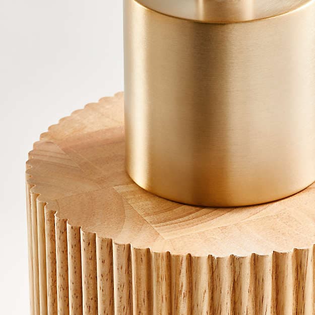Торшер Crate and Barrel Bridaine Wood & Brass Floor Lamp — фото 3