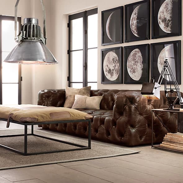 Restoration Hardware Soho Tufted Leather Sofa — фото 4