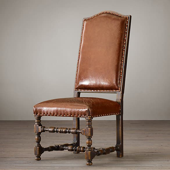 Restoration Hardware 18th C. French Leather Armless Chair