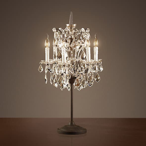 Restoration Hardware 19th C. Rococo Iron & Crystal Table Lamp