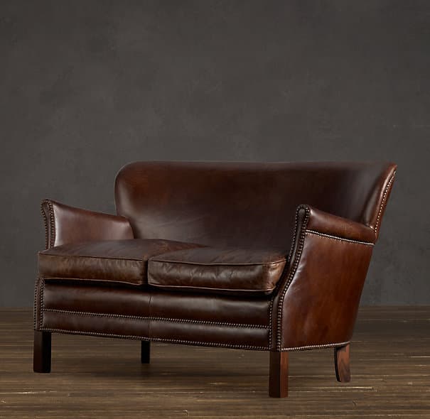 Диван Restoration Hardware Professor's Leather Double Chair With Nailheads