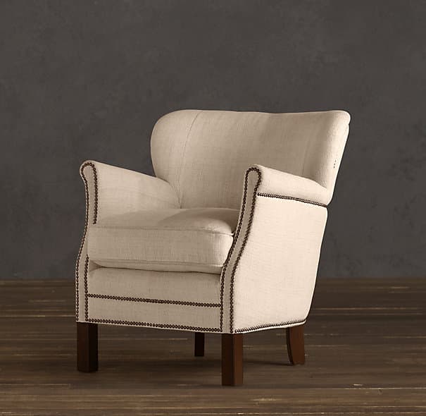 Кресло Restoration Hardware Professor's Upholstered Chair With Nailheads