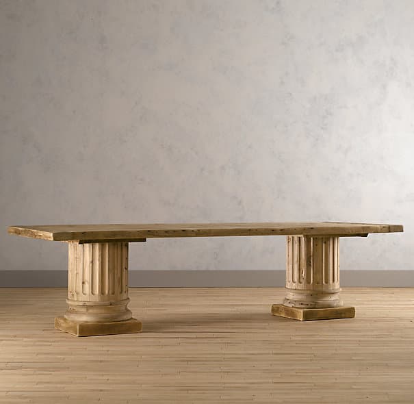 Restoration Hardware Salvaged Wood Architectural Column Extension Dining Tables