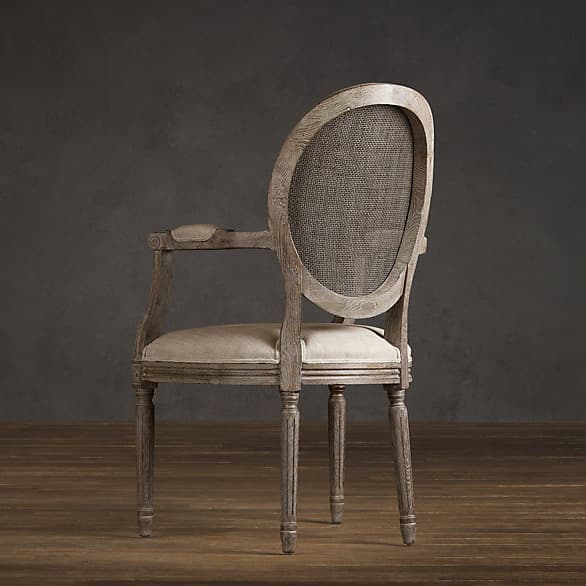Restoration Hardware Vintage French Cane Back Round Upholstered Armchair — фото 3