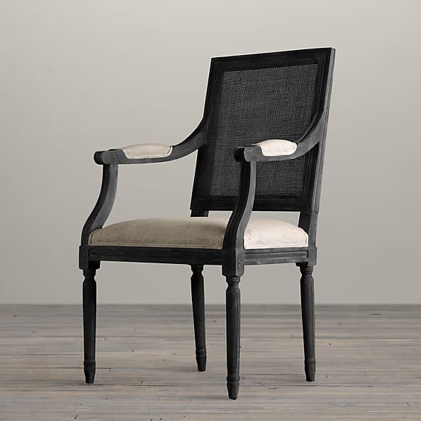 Restoration Hardware Vintage French Cane Back Square Upholstered Armchair — фото 2