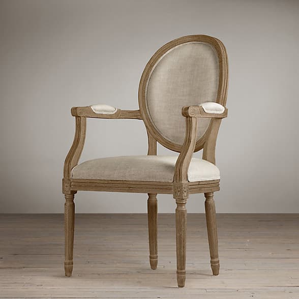 Restoration Hardware Vintage French Round Upholstered Armchair