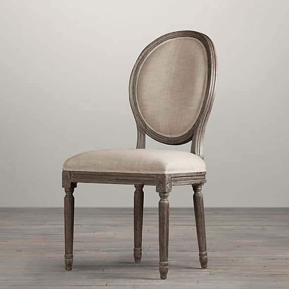 Restoration Hardware Vintage French Round Upholstered Side Chair