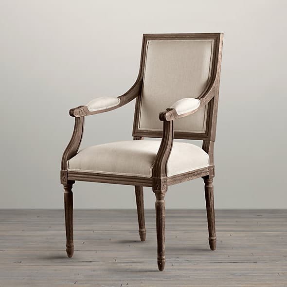 Restoration Hardware Vintage French Square Upholstered Armchair