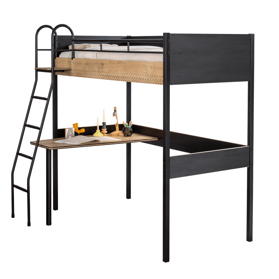 Кровать CILEK Black High Bed (90x190 Cm) + Study Desk — фото 1
