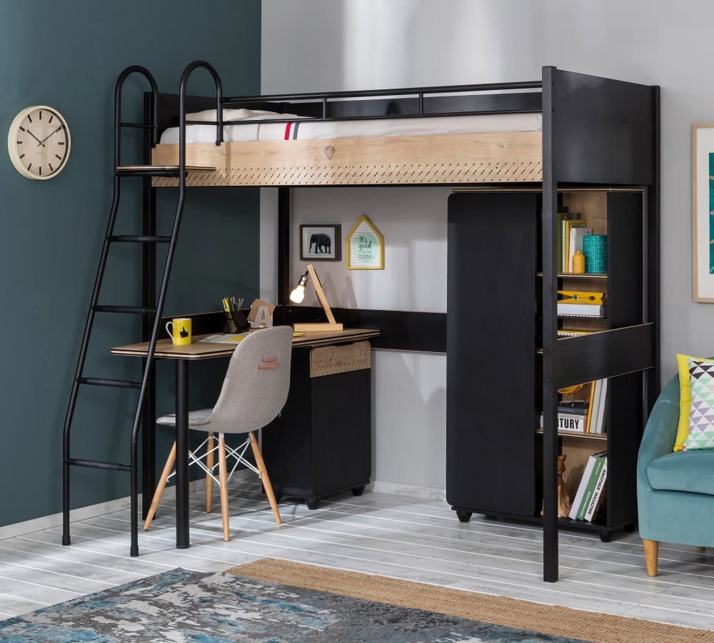 Кровать CILEK Black High Bed (90x190 Cm) + Study Desk — фото 3