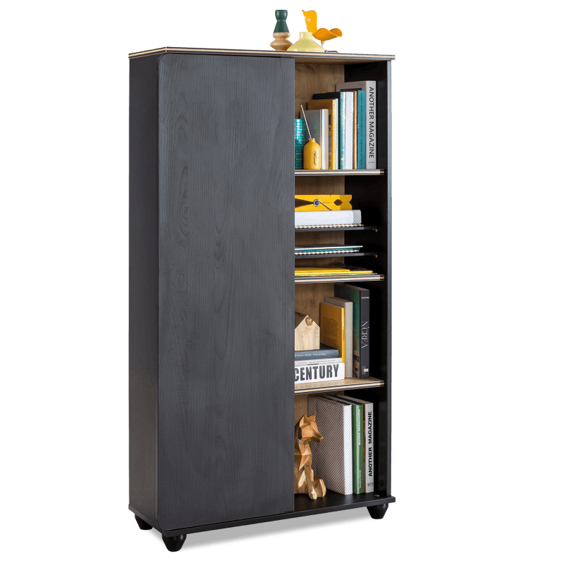 Шкаф CILEK Black Bookcase With Storage — фото 1