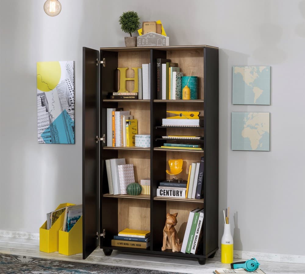 Шкаф CILEK Black Bookcase With Storage — фото 3