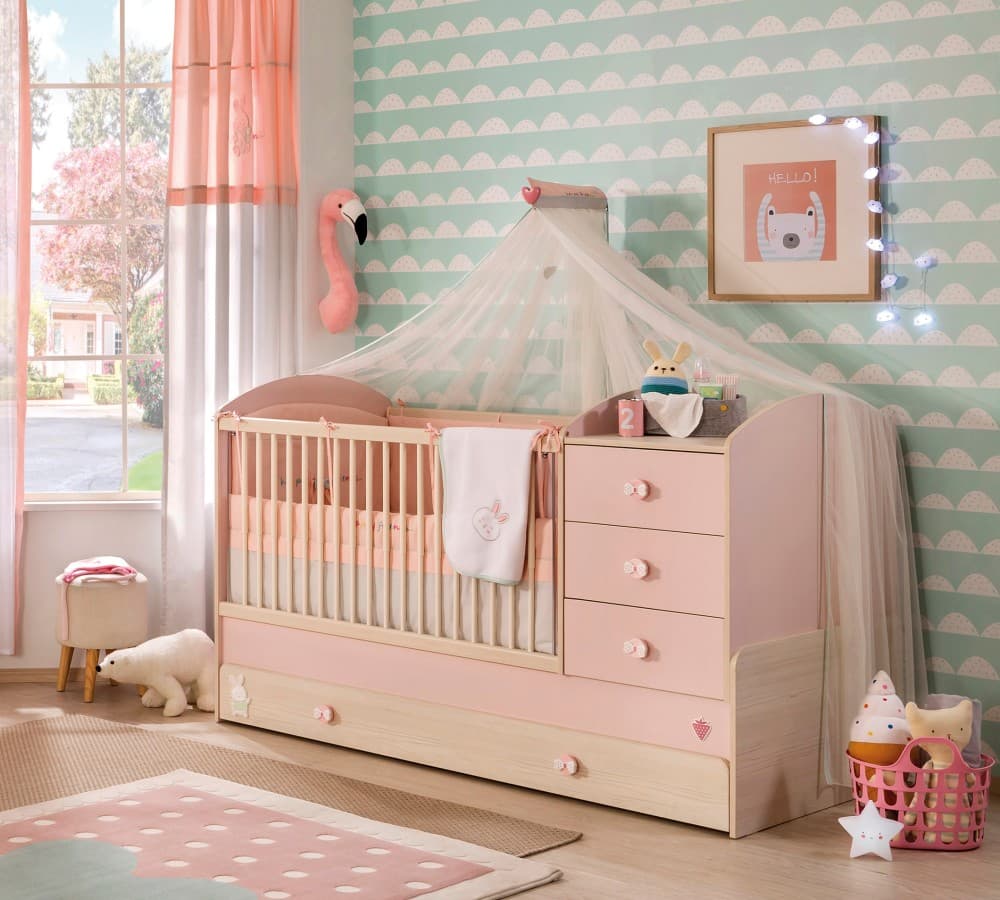 Детская кроватка CILEK Baby Girl Convertible Baby Bed с выдвижной частью для родителя