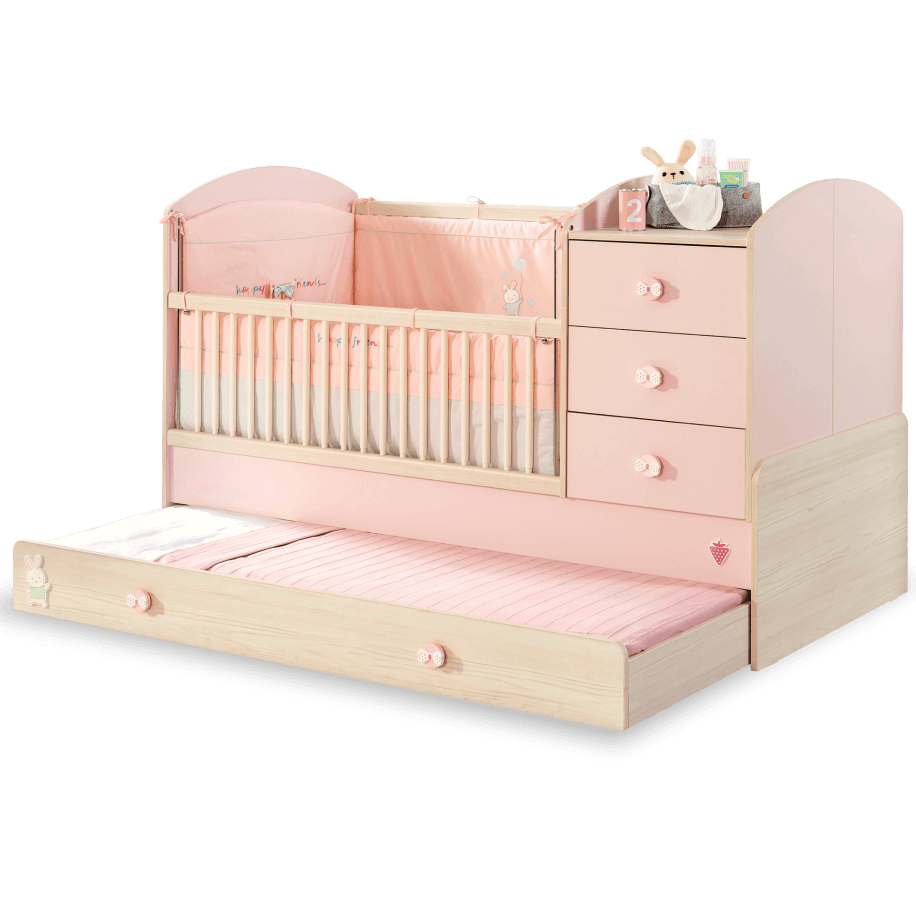 Детская кроватка CILEK Baby Girl Convertible Baby Bed с выдвижной частью для родителя — фото 1