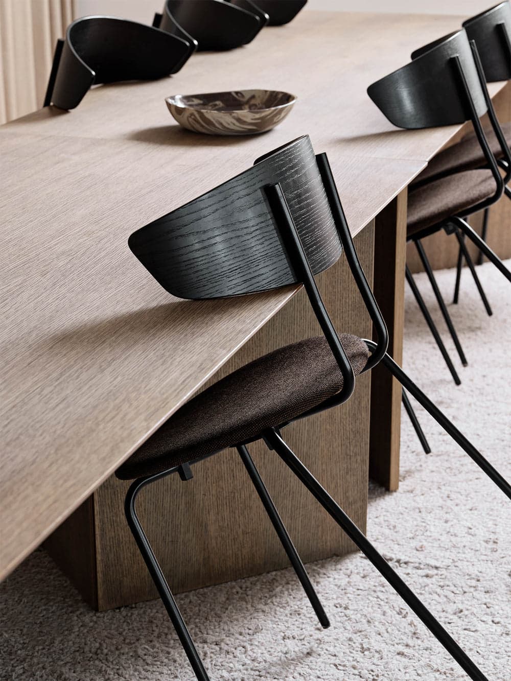 Ferm Living Herman Dining Chair - Hallingdal - Black/Dark Brown — фото 6