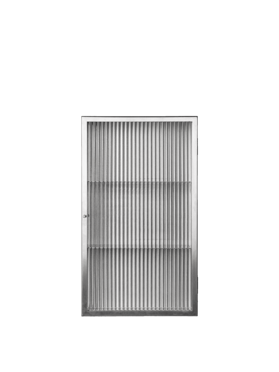 Ferm Living Haze Wall Cabinet - Reeded Glass - Brushed Stainless Steel