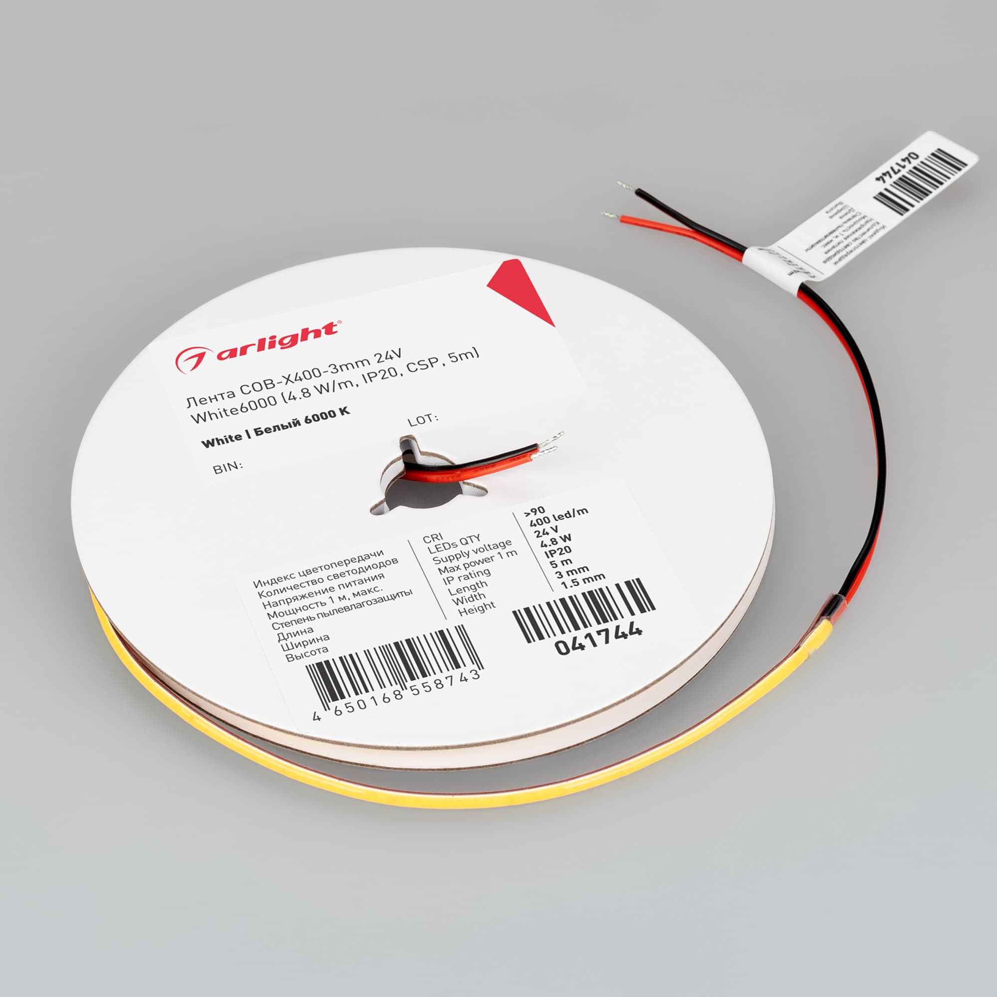 Светодиодная лента COB-X400-3mm 24V White6000 (4.8 W/m, IP20, 5m) (Arlight, -) 041744(1) — фото 2
