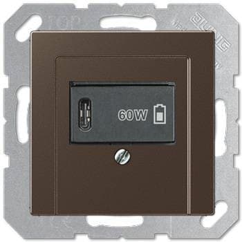 USB розетка для зарядки мобильных устройств тип C, 5-60W, Мокко, Jung