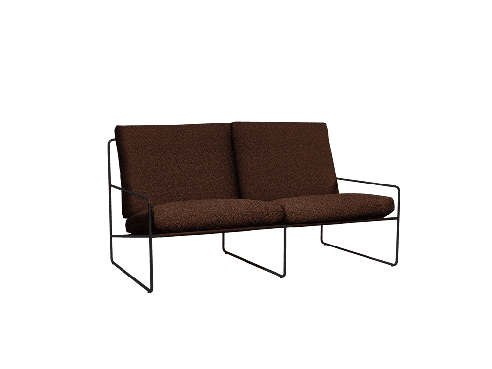 Ferm Living Desert 2-seater - Black - Pure Bouclé - Chestnut — фото 4