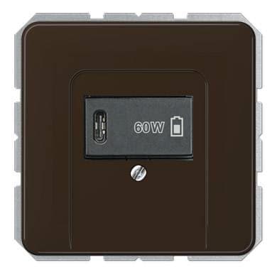 USB розетка для зарядки мобильных устройств тип C, 5-60W, коричневый, CD серия, Jung
