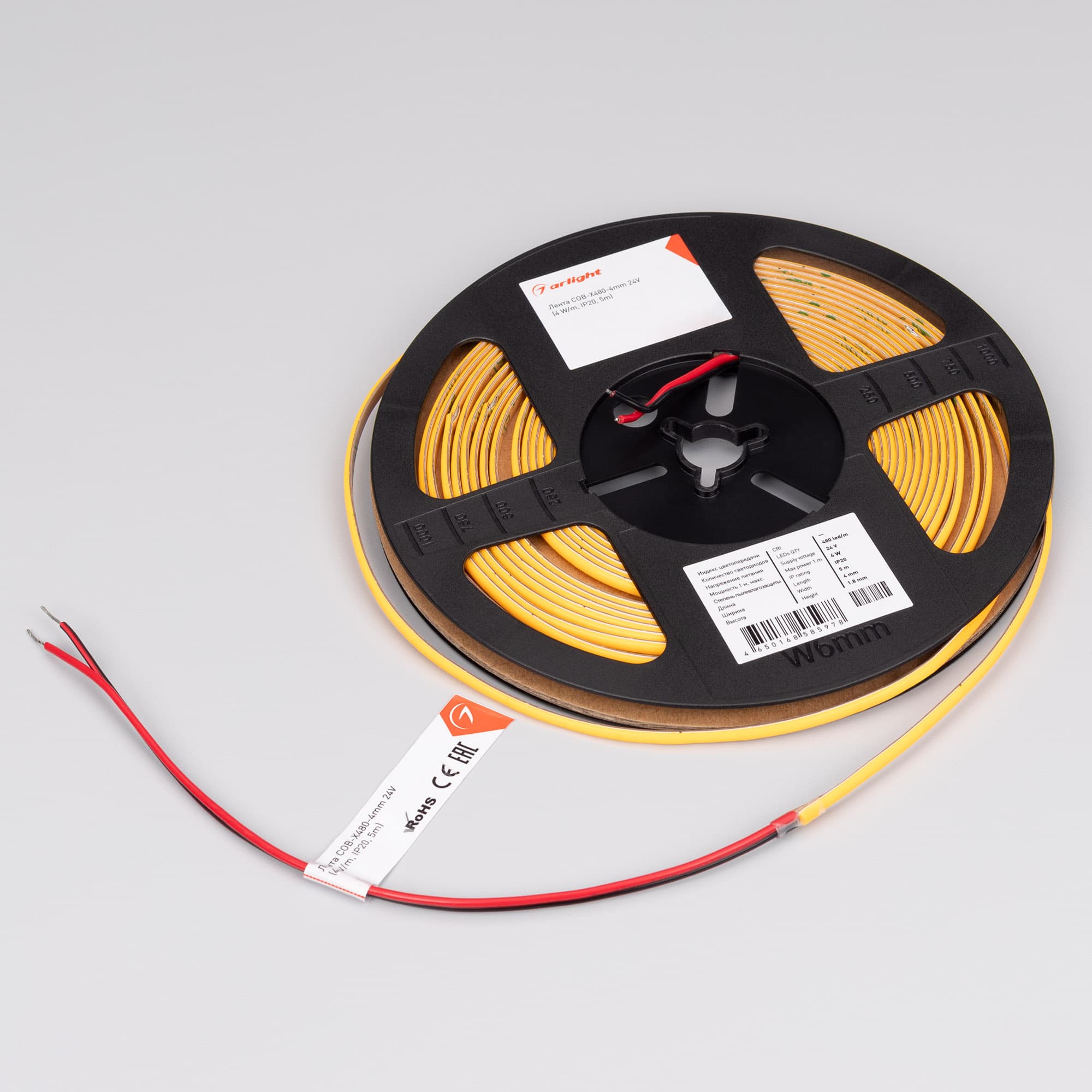 Светодиодная лента COB-X480-4mm 24V Gold (4 W/m, IP20, 5m) (Arlight, -) 046908 — фото 3
