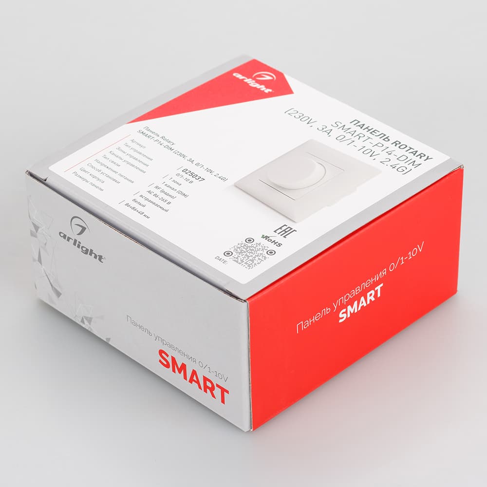 Панель SMART-P14-DIM-IN White (230V, 3A, 0-10V, Rotary, 2.4G) (Arlight, IP20 Пластик, 5 лет) 025037 — фото 3
