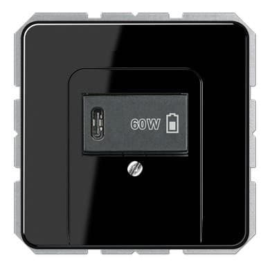 USB розетка для зарядки мобильных устройств тип C, 5-60W, черный, CD серия, Jung
