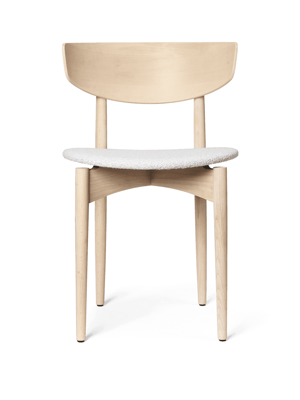 Ferm Living Herman Dining Chair - Upholstered Seat - Soft Bouclé - White Beech/Off-White/Sand — фото 2