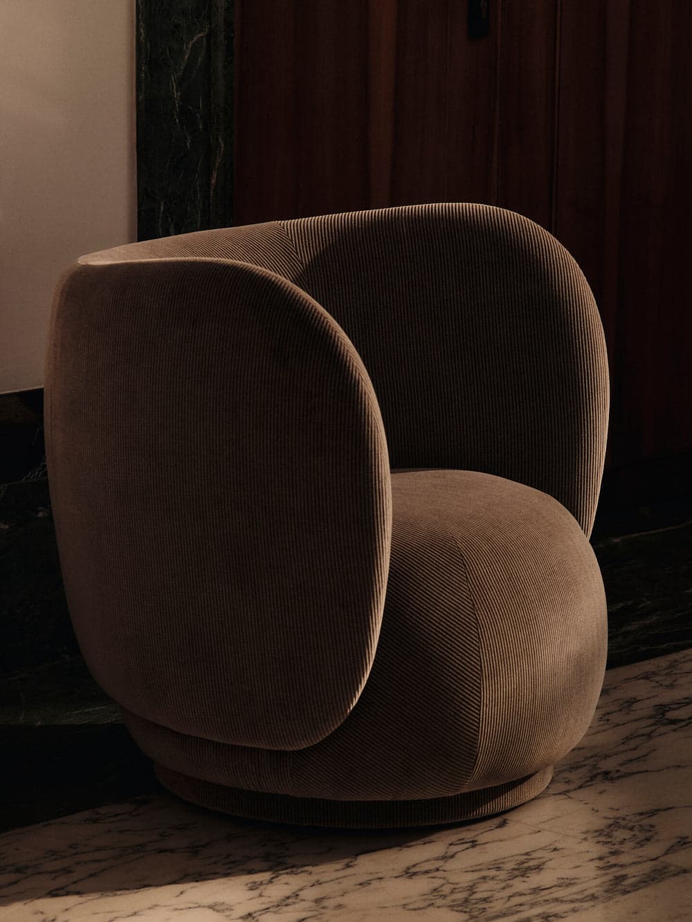 Ferm Living Rico Lounge Chair - Devoré Velvet - Flint Grey — фото 3