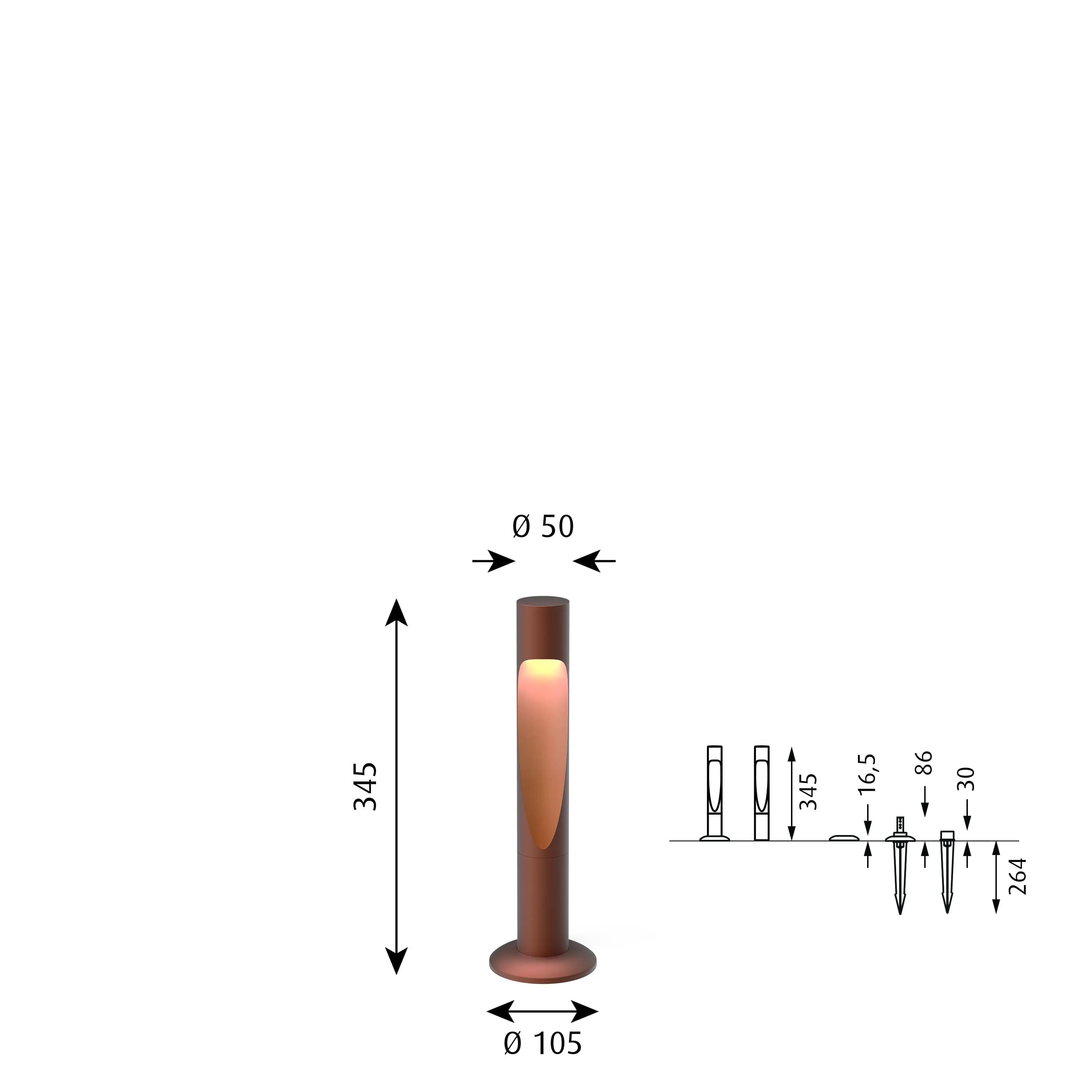 Louis Poulsen Flindt Garden Bollard Corten colour SHORT — фото 5