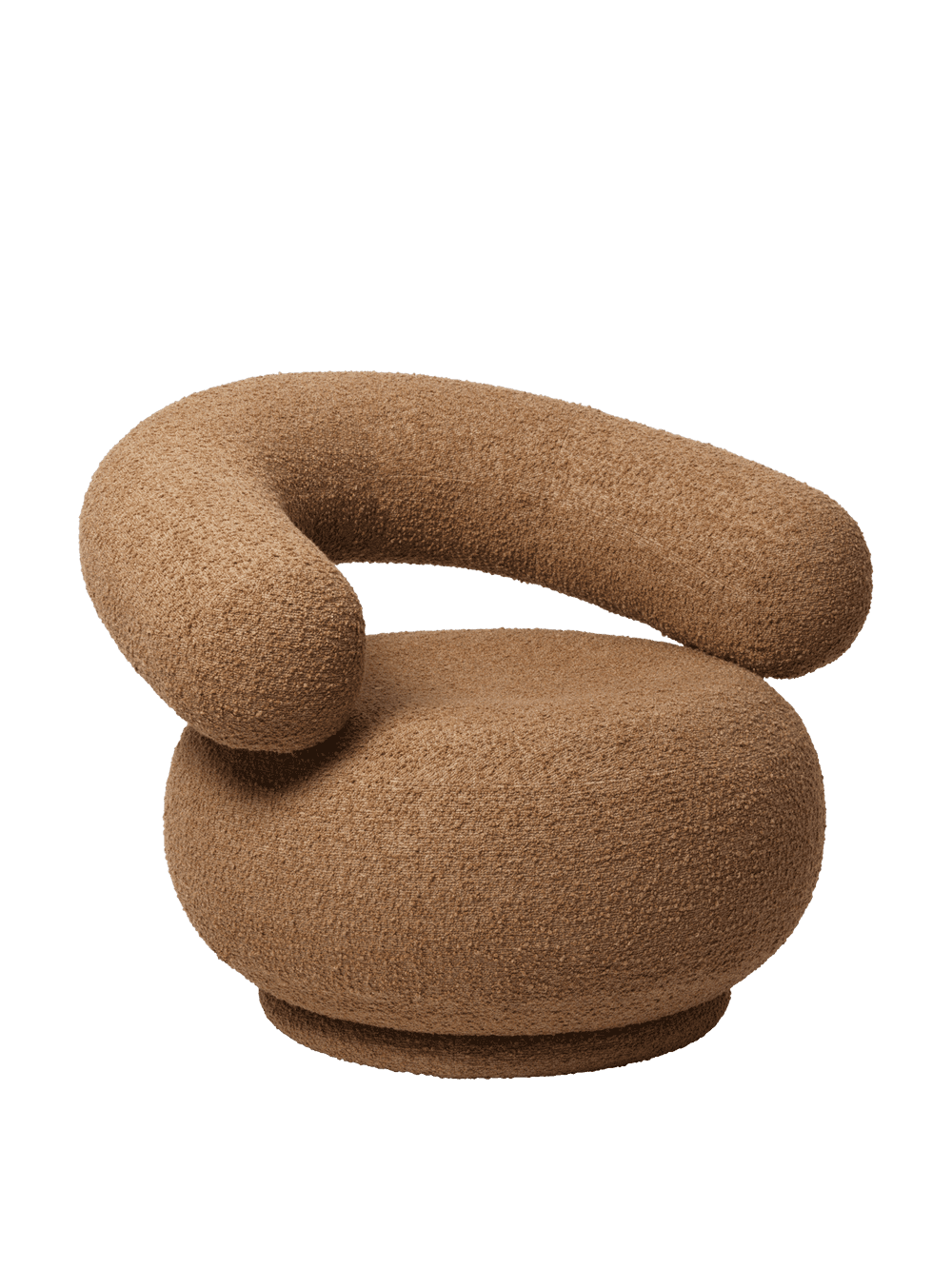 Ferm Living Orbo Lounge Chair - Swivel - Raw Bouclé - Tan — фото 3
