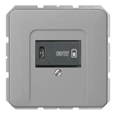 USB розетка для зарядки мобильных устройств тип C, 5-60W, Темно-серый, CD серия, Jung