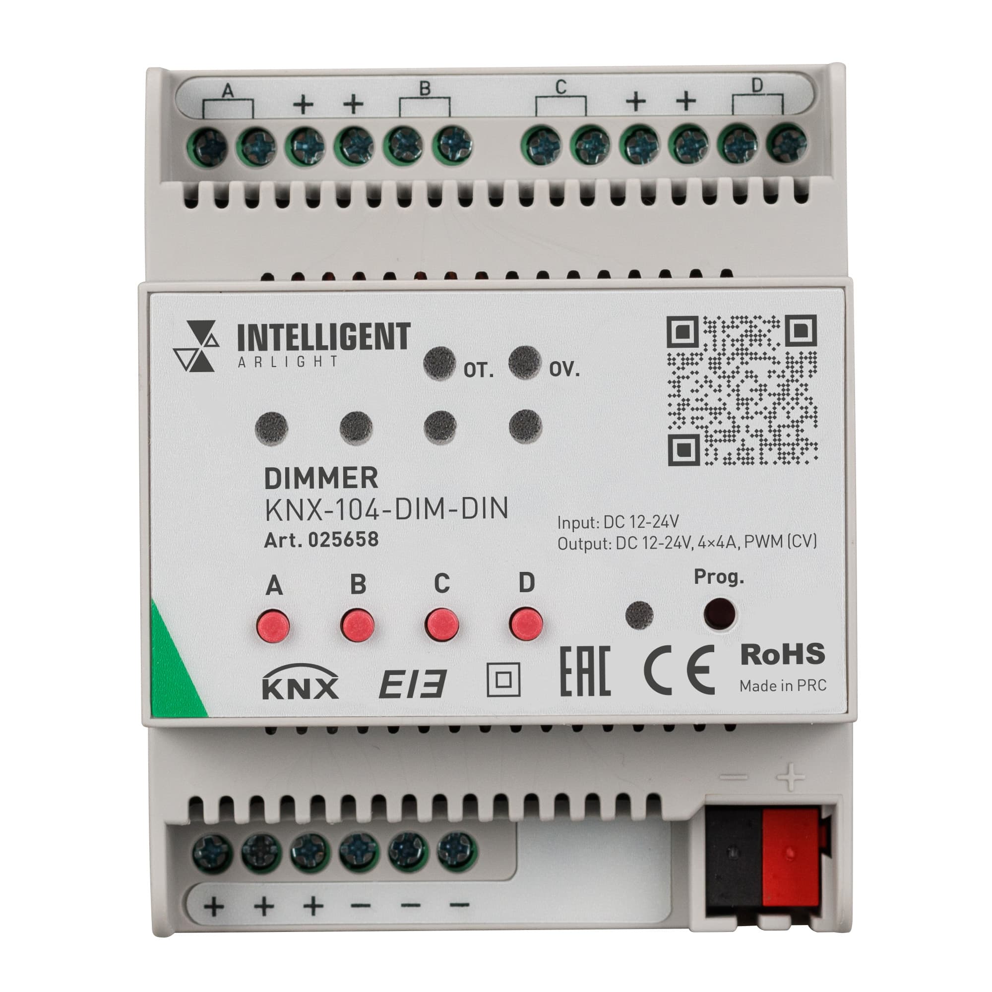 INTELLIGENT ARLIGHT Диммер KNX-104-DIM-DIN (12-24V, 4x4A) (IARL, IP20 Пластик, 2 года) 025658 — фото 2